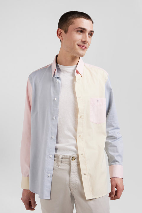 Regular sky blue tricolour cotton shirt - Image 3