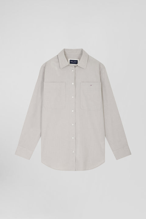 Relax grey checked cotton shirt with patch pockets - Image 2