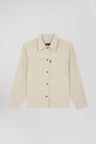 Relax beige mixed cotton overshirt with patch pockets