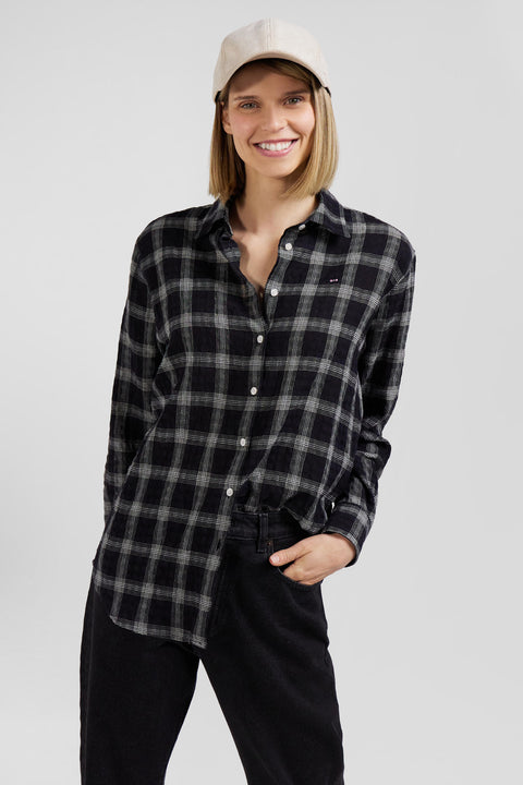 Relax black checked wool and cotton shirt - Image 3
