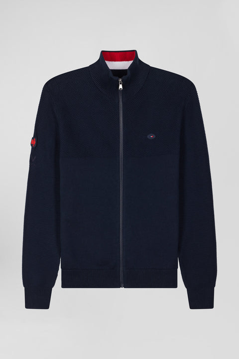 Regular XV de France navy blue cotton zipped cardigan - Image 2