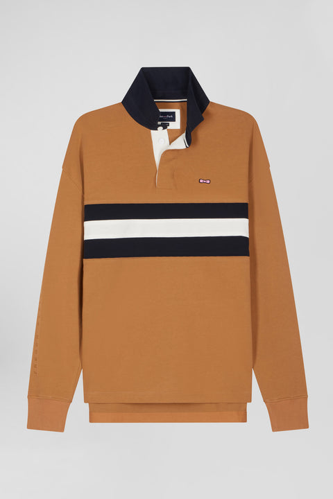 Relaxed camel embroidered long-sleeved cotton rugby shirt - Image 2