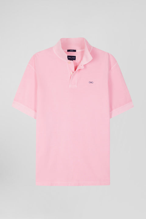 Polo manches courtes unisexe en piqué coton rose surteint coupe Oversized - Image 3