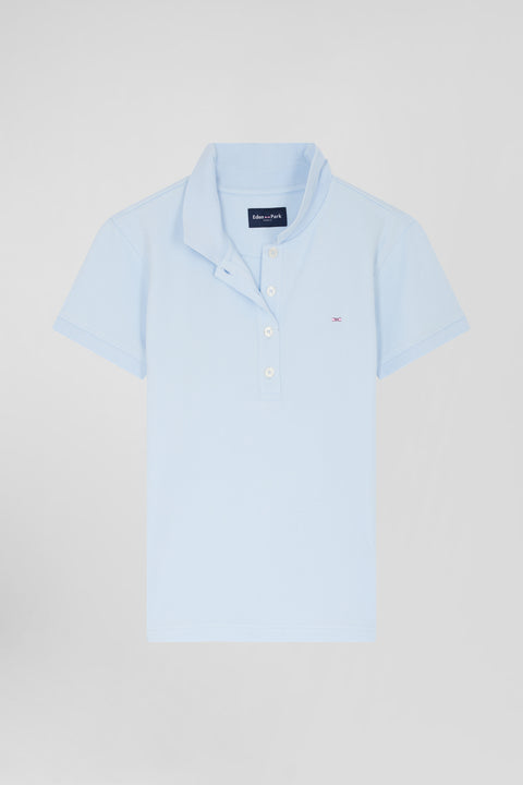 Polo manches courtes uni en coton stretch ciel coupe Slim - Image 2