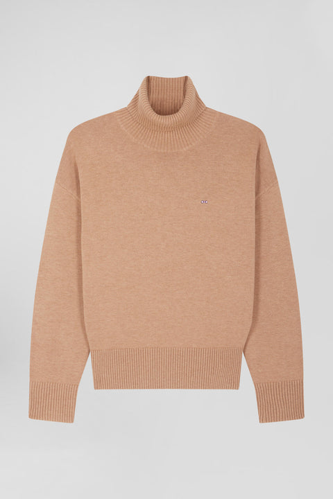 Relaxed brown wool and cotton turtleneck jumper - Image 2