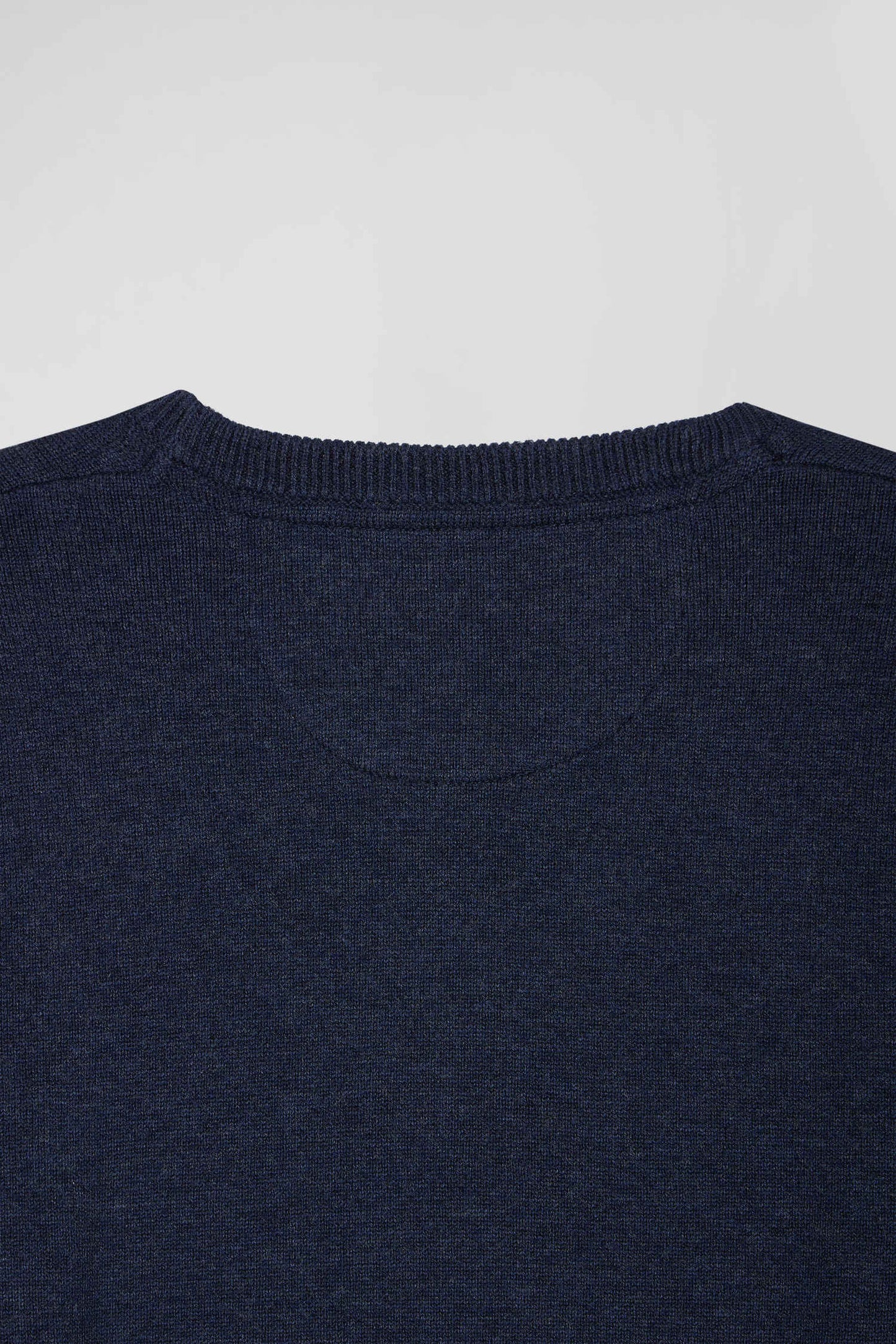 Regular dark blue wool and cotton crew neck jumper