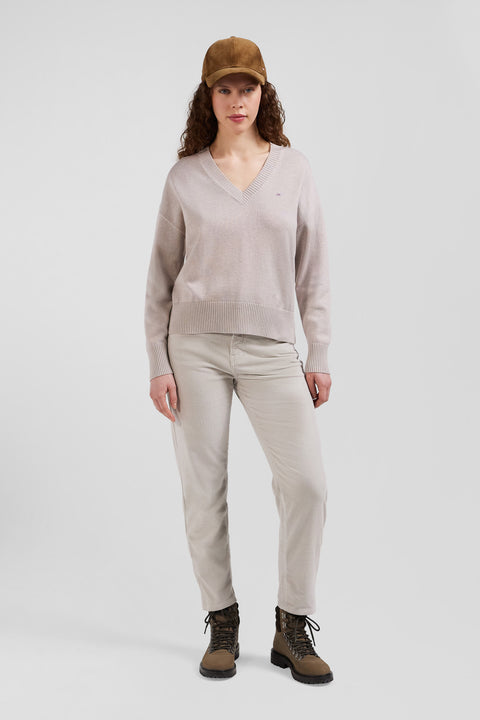 Relax beige wool and cotton V-neck jumper - Image 1