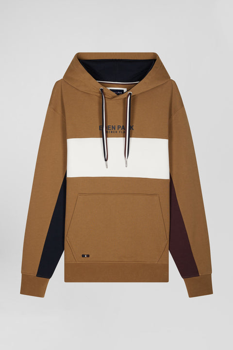 Sweatshirt à capuche colorblock en coton noisette coupe Relaxed - Image 2