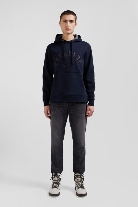 Sweatshirt à capuche en coton mélangé bleu marine coupe Relaxed - Image 1