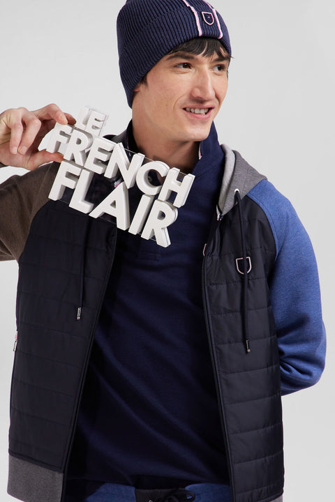 Sweatshirt en coton mélangé parmenture matelassée gris coupe Regular - Image 3