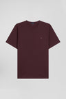 Regular burgundy Pima cotton short-sleeved T-shirt