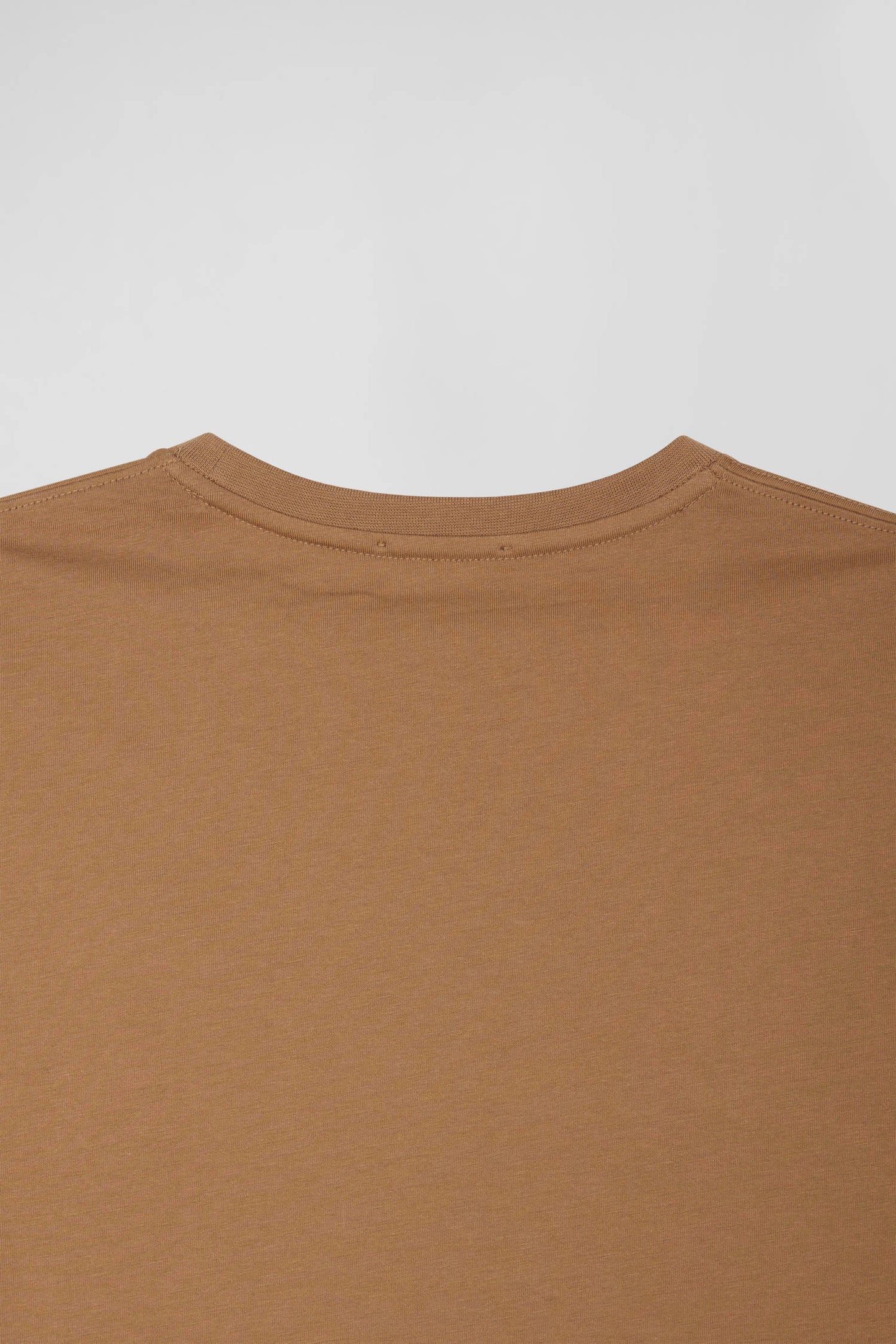 T-shirt manches courtes en coton Pima uni noisette coupe Regular