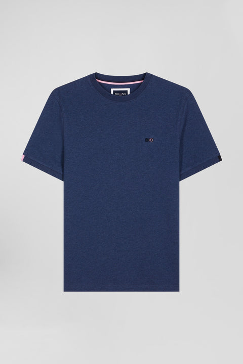 T-shirt manches courtes en coton bleu coupe Regular broderie emblème - Image 2
