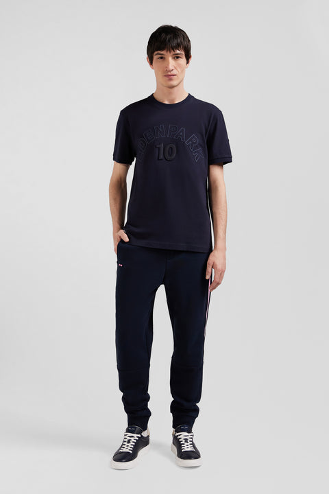 Relaxed navy and sky blue bicolor short-sleeved cotton T-shirt with Eden Park 10 print - Image 1