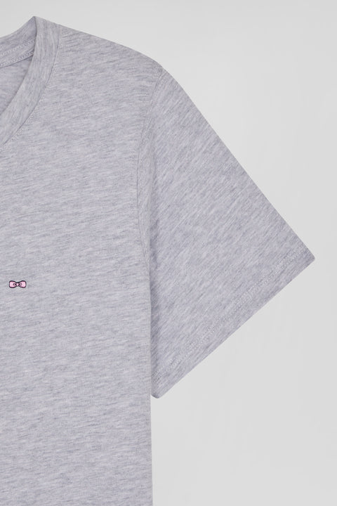 T-shirt femme manches courtes en coton gris coupe Regular - Image 3