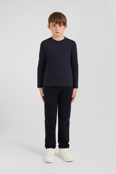 T-shirt manches longues en coton bleu marine broderie XV de France coupe Regular - Image 1