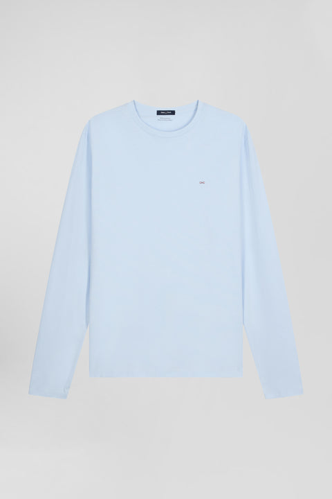 T-shirt manches longues uni en coton ciel coupe Regular - Image 2