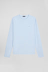 T-shirt manches longues uni en coton ciel coupe Regular