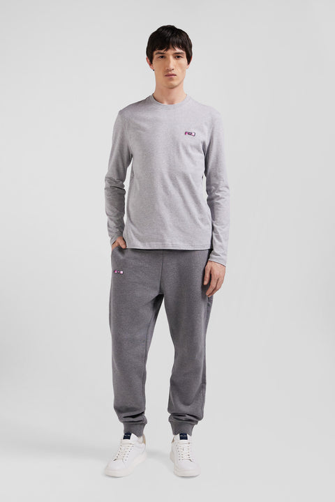 T-shirt manches longues en coton gris broderie et nœuds papillon cerclés - Image 1