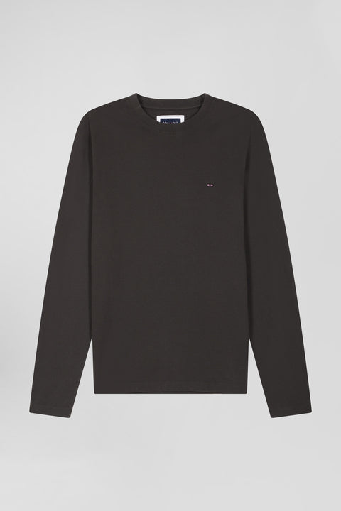 T-shirt manches longues en coton kaki patch dos imprimé fleuri coupe Regular - Image 2