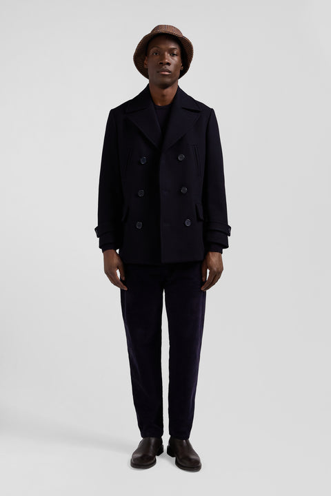 Navy blue wool blend pea coat - Image 1