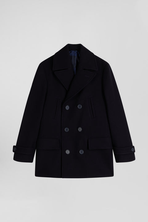 Navy blue wool blend pea coat - Image 2