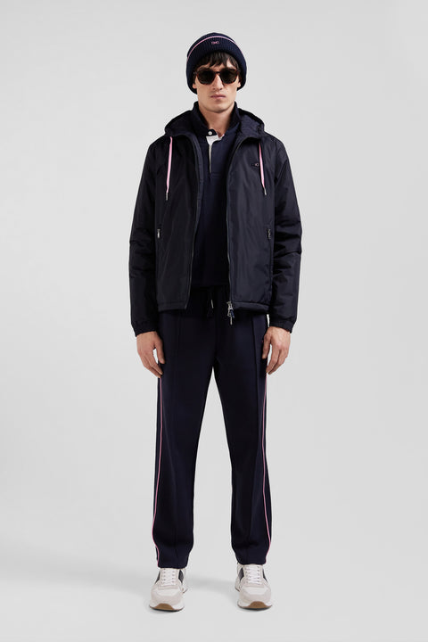 Navy blue hooded windbreaker jacket - Image 1