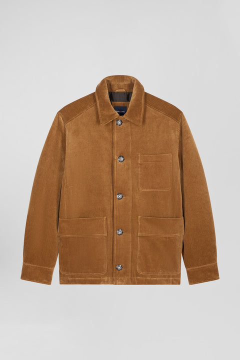 Hazelnut cotton blend check overshirt - Image 2