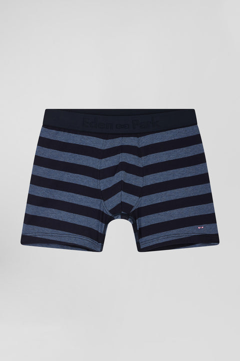 Dark blue striped stretch cotton boxers - Image 1