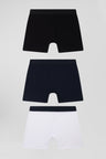 Lot de 3 boxers unis en coton stretch blanc