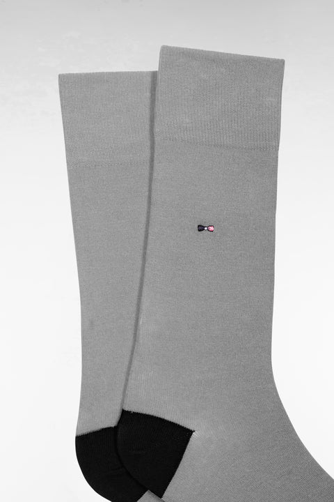 Chaussettes en coton mélangé grises à renforts marine - Image 2