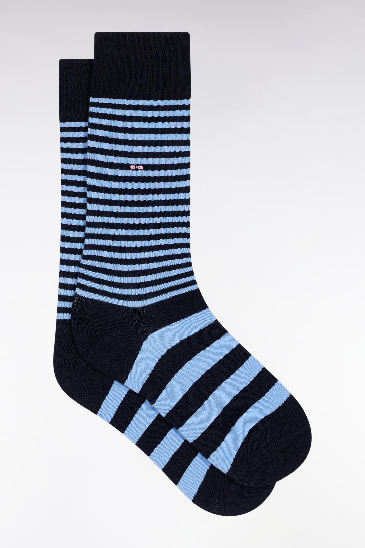 Navy and blue cotton blend striped socks