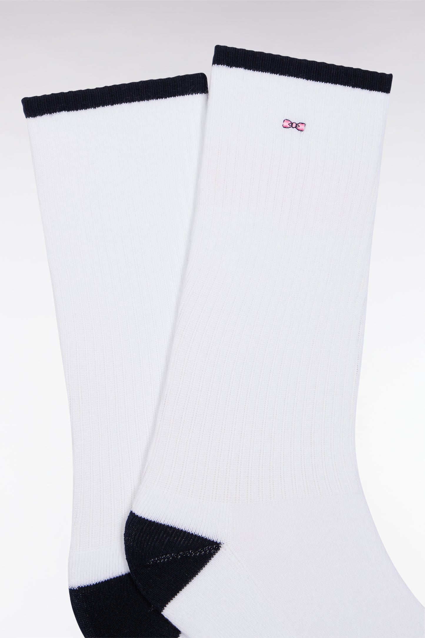 Chaussettes en coton mélangées blanches à renforts marine