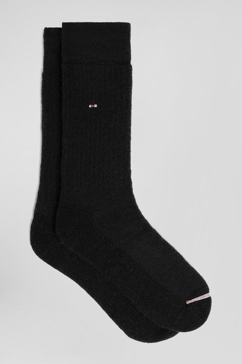 Chaussettes unies en coton côtelé noires - Image 1