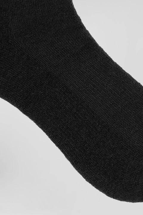 Chaussettes unies en coton côtelé noires - Image 3