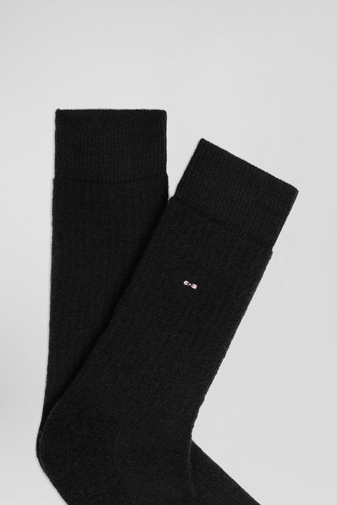 Chaussettes unies en coton côtelé noires - Image 2