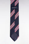 Navy and pink striped silk tie