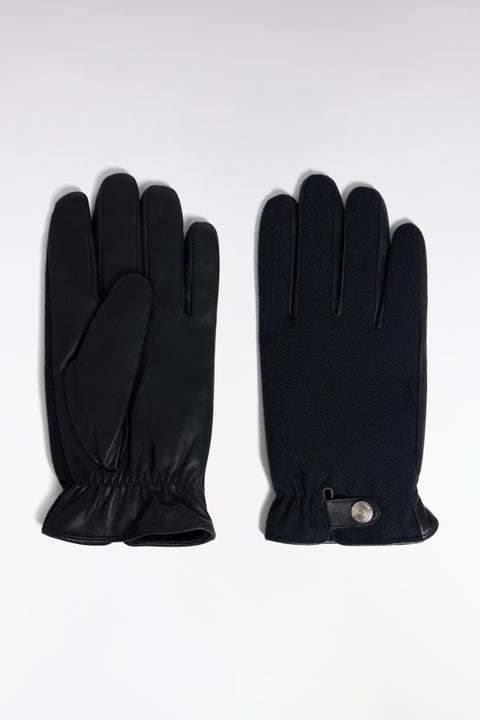 Gants cuir et chevrons marine - Image 1