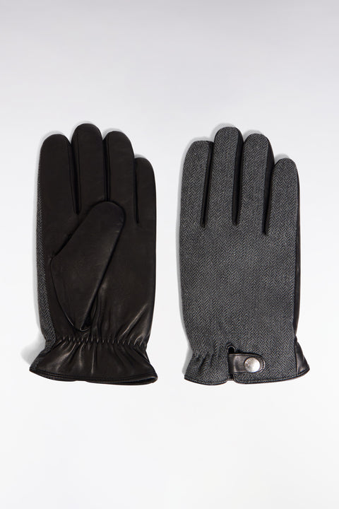 Gants cuir et chevrons noirs - Image 1