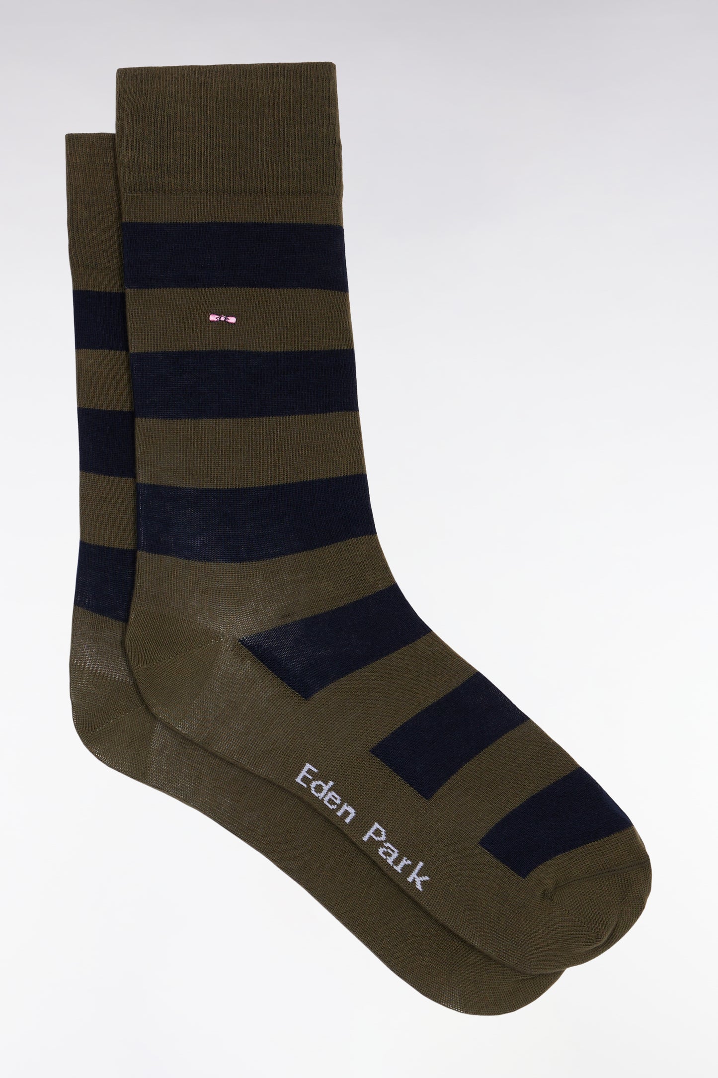 Set of three pairs of pink and navy striped socks