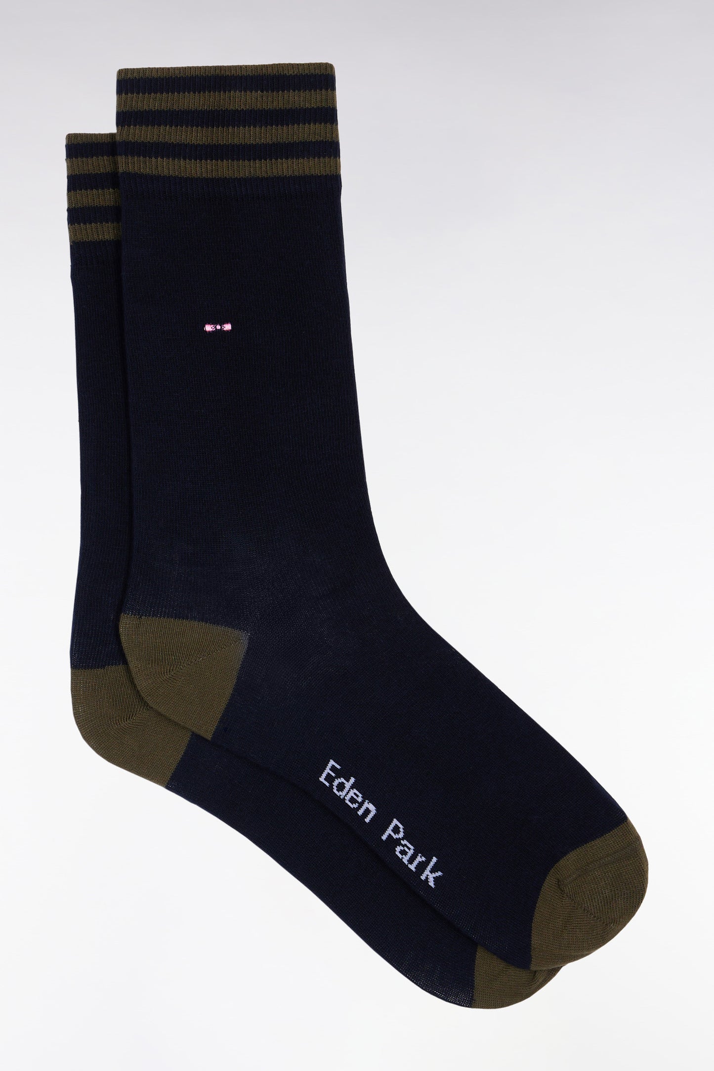 Set of three pairs of pink and navy striped socks