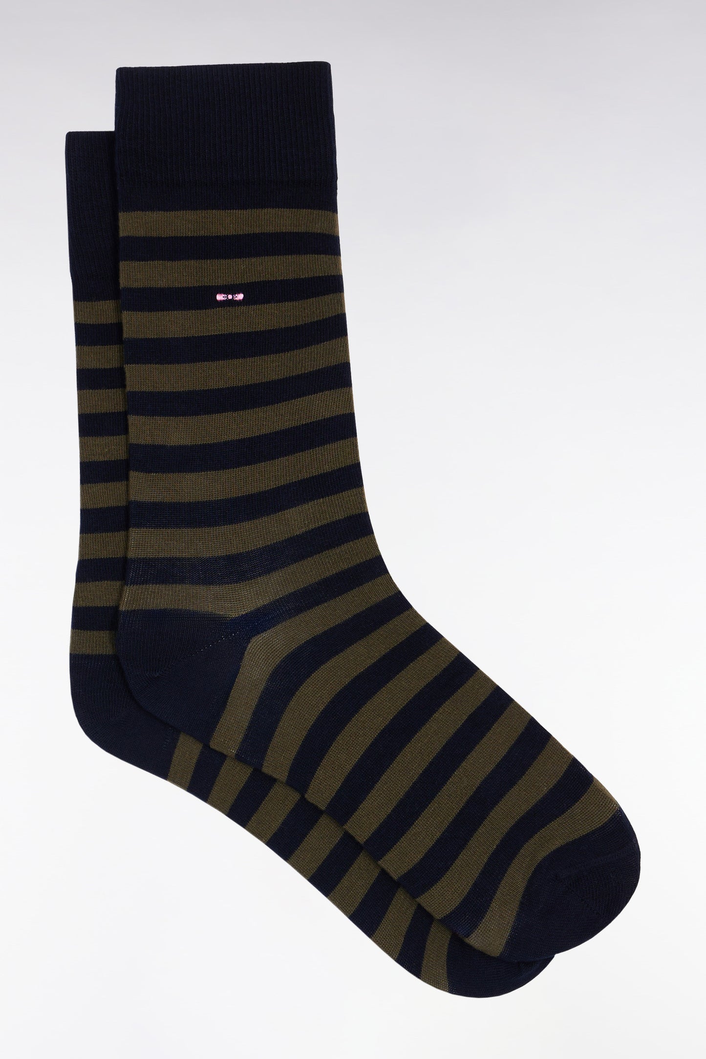 Set of three pairs of pink and navy striped socks