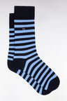 Set of three pairs of sky and navy striped socks