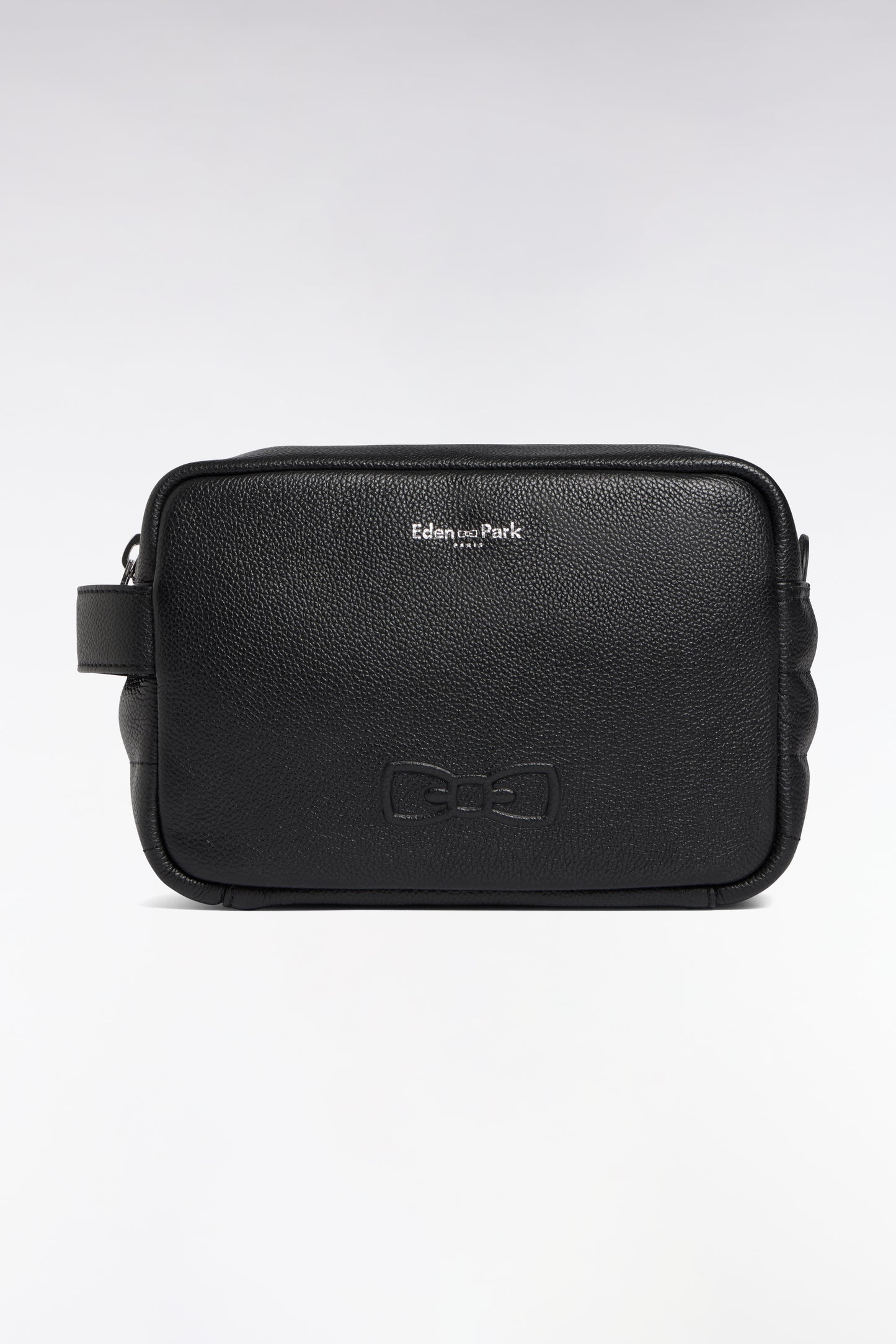 Trousse de toilette en cuir grainé noir