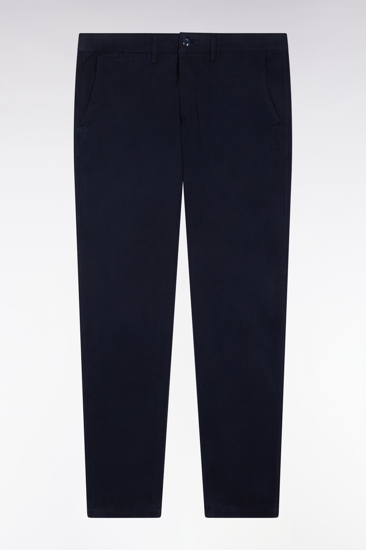 Pantalon chino sans plis en coton stretch marine