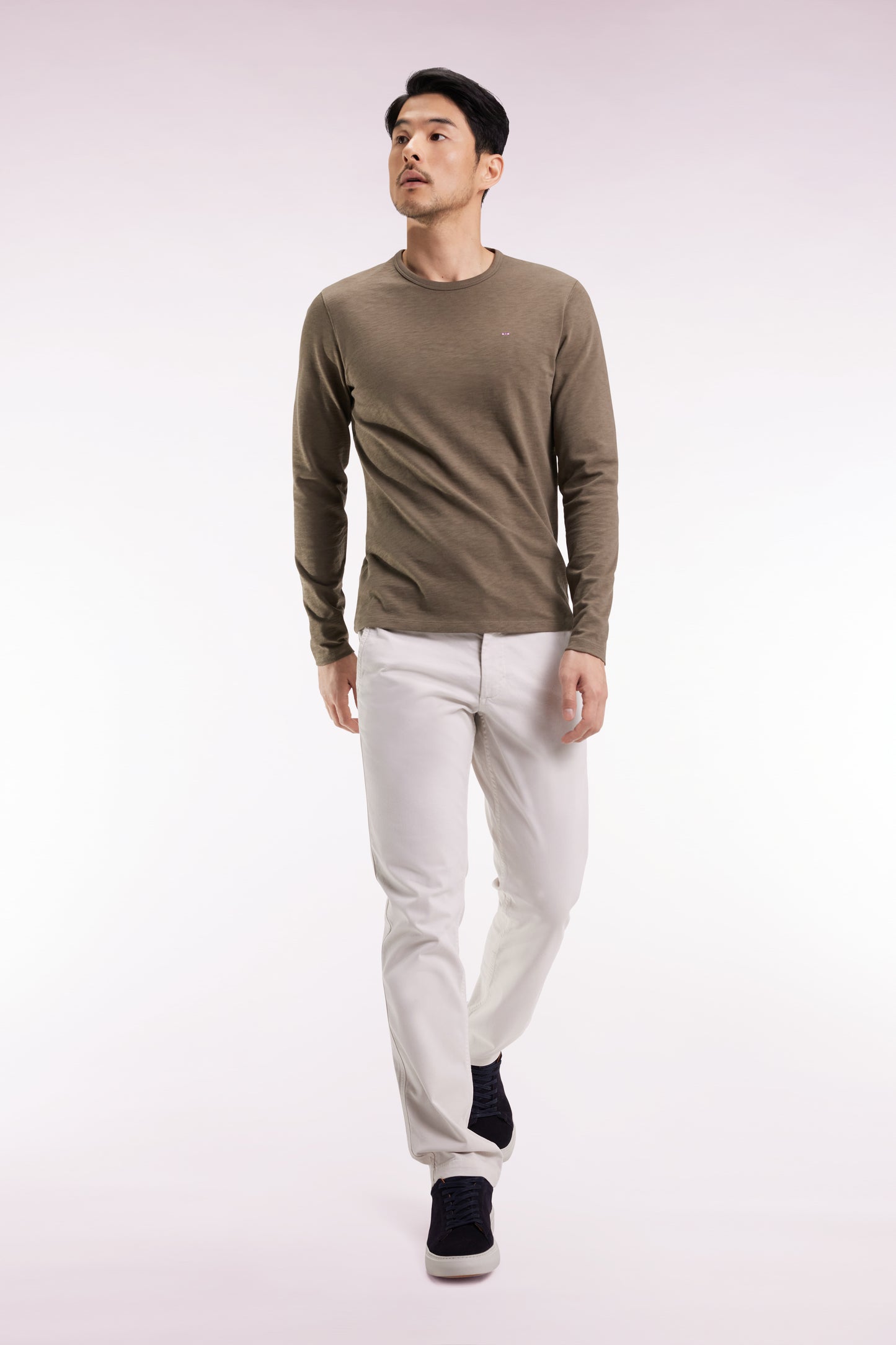 Pantalon chino sans plis en coton stretch écru
