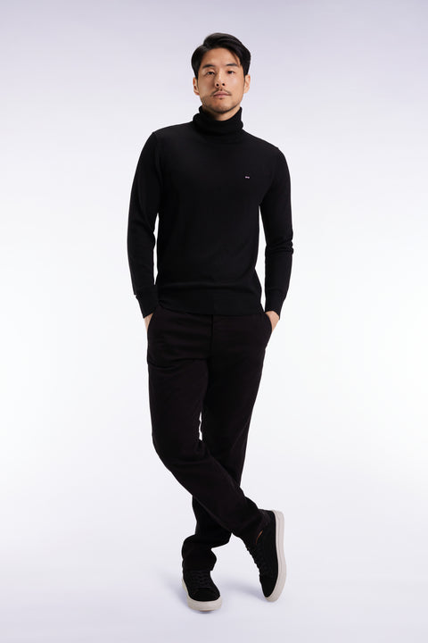 Pleatless chino pants in black stretch cotton - Image 3