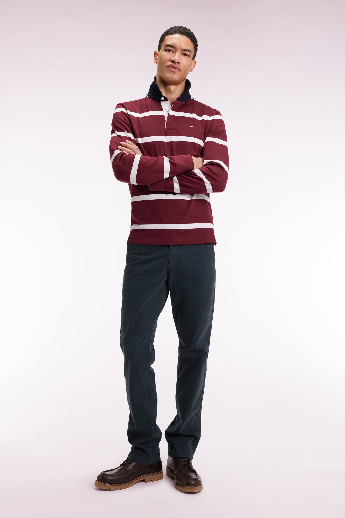 Pantalon chino sans plis en coton stretch vert bouteille
