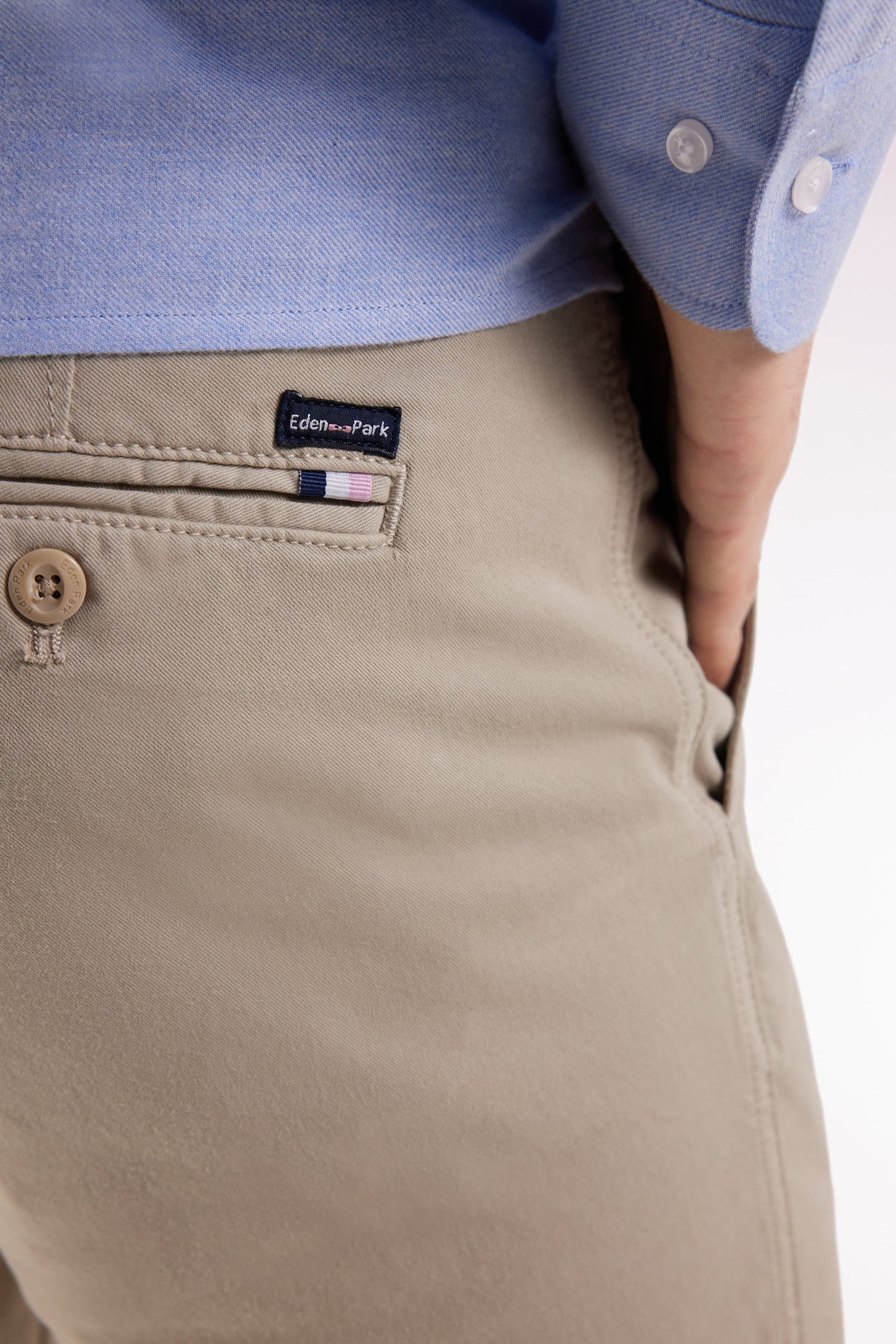 Pantalon chino sans plis en coton stretch beige