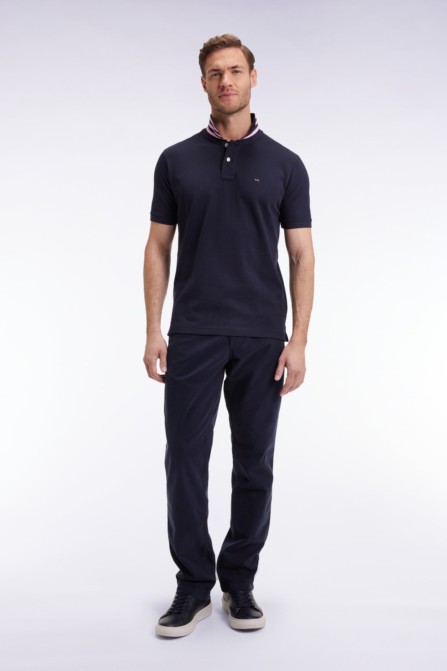 Pantalon chino sans plis en coton stretch marine